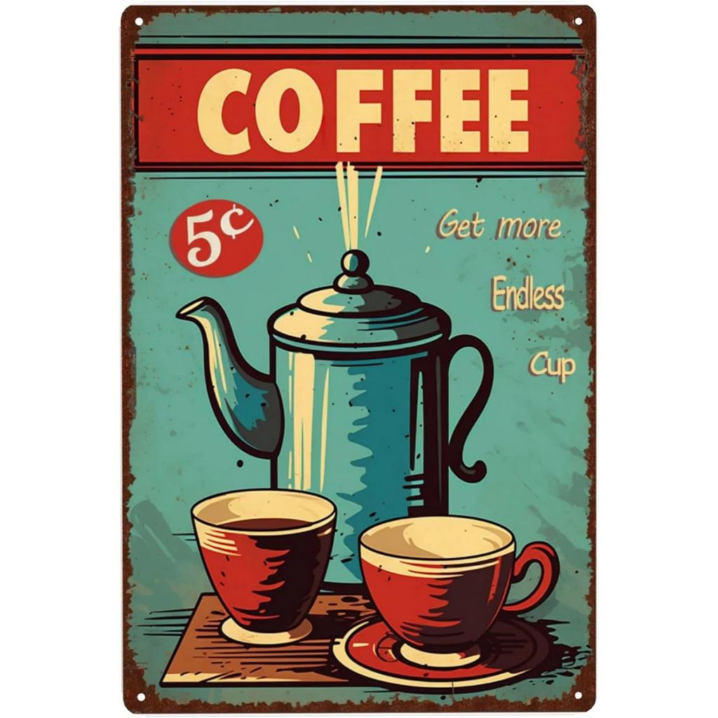 Vintage Coffee Metal Tin Sign Plaque Plate Retro Wall Art Poster For Cafe Bar Pub Kitchen Man Cave Club Iron Painting Decoration