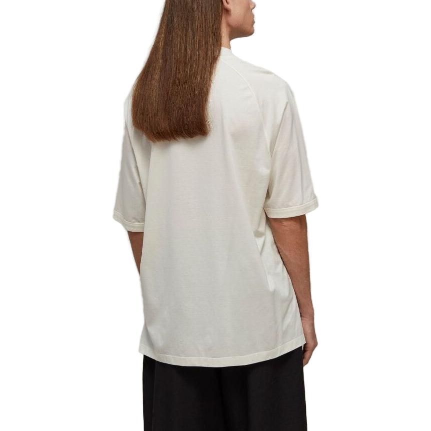 Y-3 Logo Print Striped Trim Crew Neck T-Shirt Unisex Tops White HZ8871