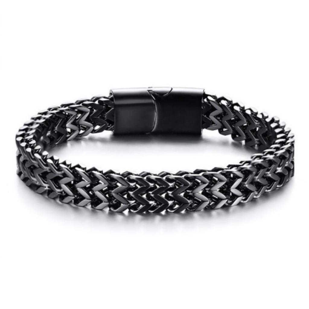 Herrenarmband 21cm Schwarz Mode Punk Stil Herren Magnetverschluss Legierungsarmband Dekoration
