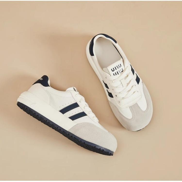 Platform Casual Board Shoes, German Training Shoes, Women's Soft Leather Little White Shoes, 2025 Spring New Sports and Leisure Versatile Women's Shoe