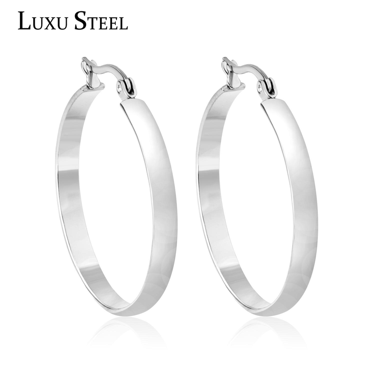 

40MM Hoop Earrings for Women Men Basic Punk Stainless Steel Circle Huggies Earrings Gold Color Silver Plated 30mm