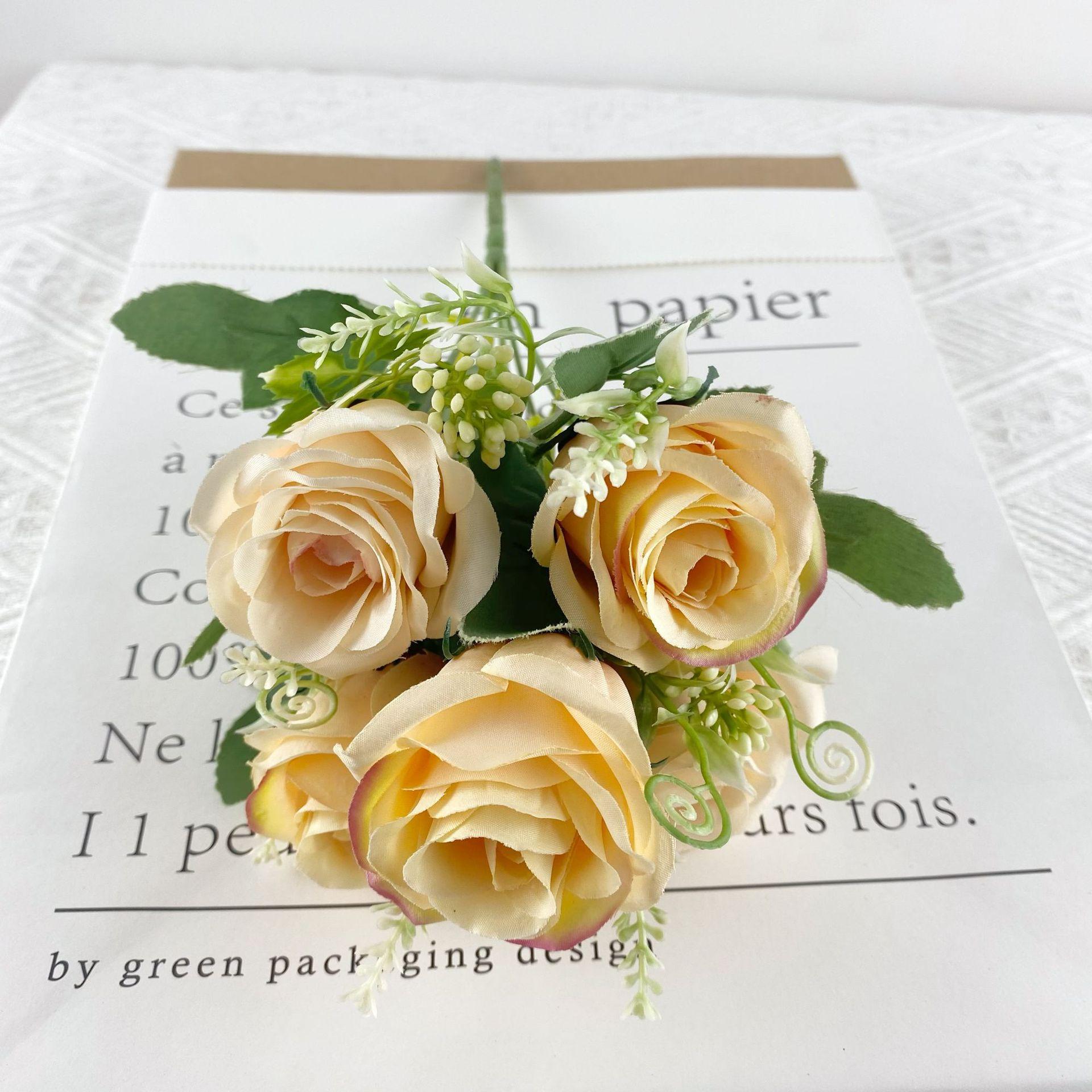 

Simulation Flower 5 Fresh And Affectionate Roses Home Decoration Wedding Photography Props Decoration шампанского