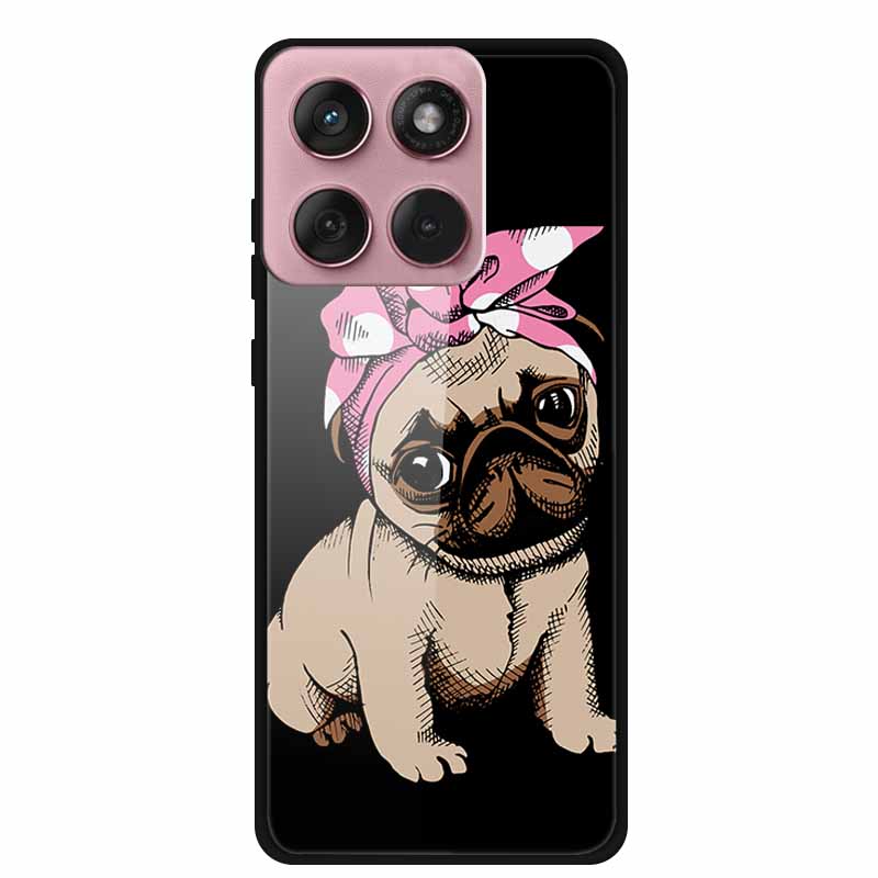 Für Motorola Edge 60 60s 5G Glas Hülle Cartoon Weicher Stoßfänger Hartes Gehärtetes Glas Rückseite Hülle Für Motorola Edge 60 Fusion Schale