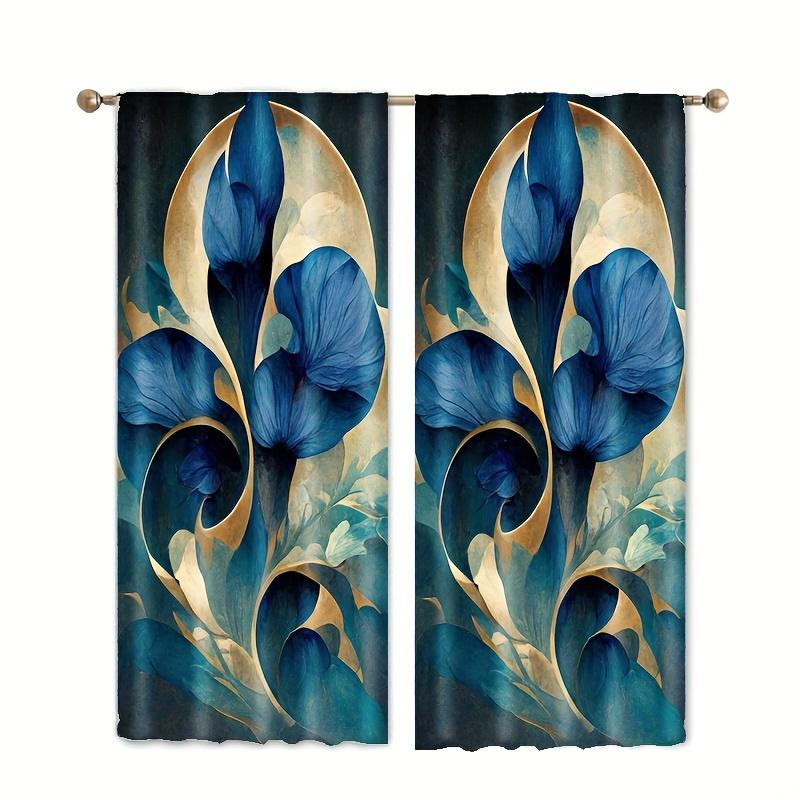 Set Of 2 Floral Print Curtains Top Design Study Room Kitchen Living Dorm Bedroom Decor Home Made Polyester Area Window Treatment