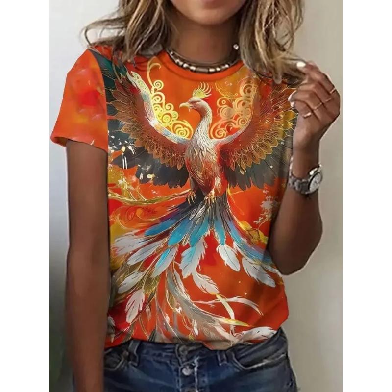 Women s Printed Tops Versatile and Comfortable Short Sleeves T-Shirts Women’s S