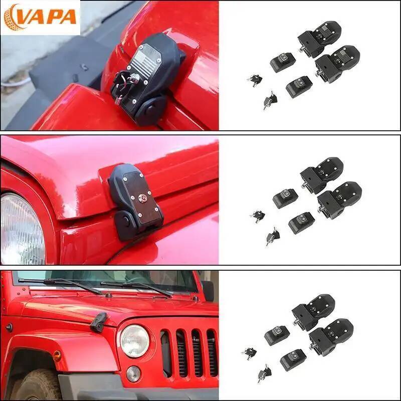 Hood Latches Locking Hood Catch Kit Metal Hood Locks for Jeep Wrangler JK 2007 -2017 Car Accessories