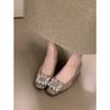 Rhinestone temperament inner height increase single shoes women's season square head high-end commuting shoes versatile