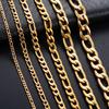 Classic Gold Color Plated Stainless Steel Necklace Link Figaro Chain for Men Women Metal Choker Neck Jewelry Accessories Gift