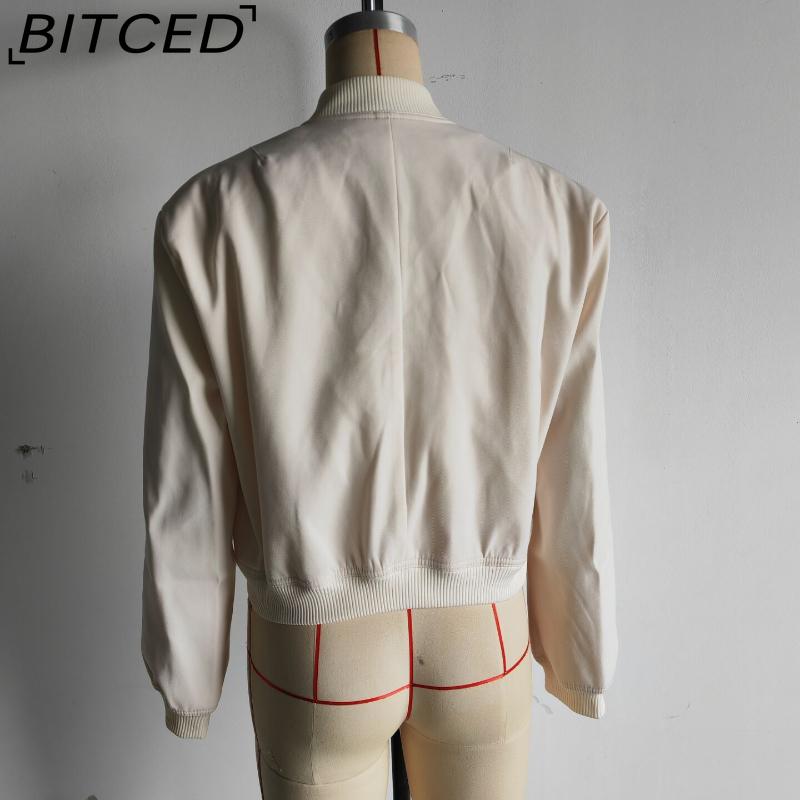 BITCED Spring Women's Oversized Pocket Jacket with Stand Collar