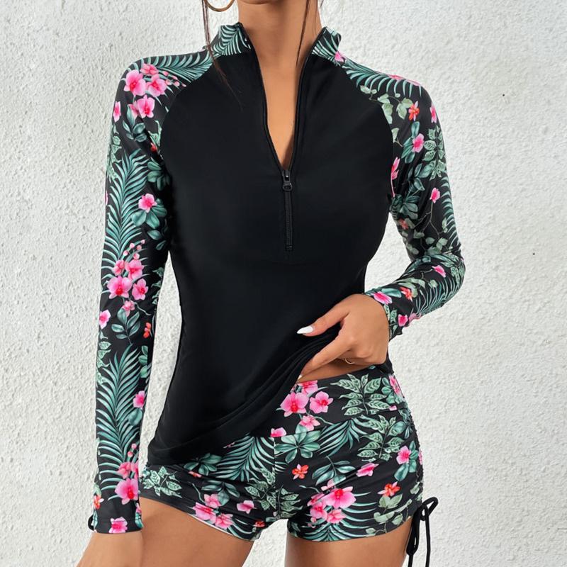 Costume da Bagno da Donna a Maniche Lunghe Costume Sportivo per Surf Tankini Set Costumi da Bagno da Spiaggia Costume da Bagno Due Pezzi Piscina Costume da Bagno da Donna