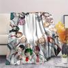 My Hero Academia Black & White pattern Flannel Blanket, High quality Comfortable for All Seasons, Home Decor, Warmth and Comfort, Perfect for Gifts.
