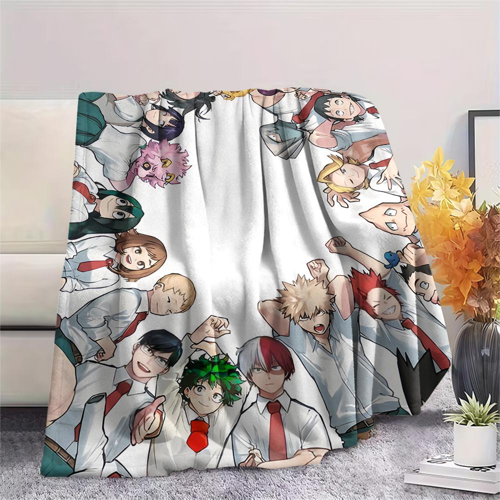 My Hero Academia Black & White pattern Flannel Blanket, High quality Comfortable for All Seasons, Home Decor, Warmth and Comfort, Perfect for Gifts.