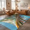 Luxury Blue Grey Gold Fish Area Rug Abstract Water Landscape Living Room Bedroom Washable Floor Carpet