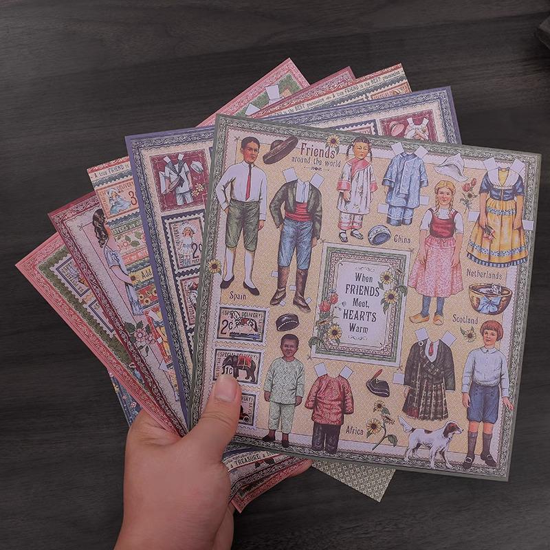 Large Retro Double-Sided Adhesive Journal Base and Decorative Background Paper Stickers