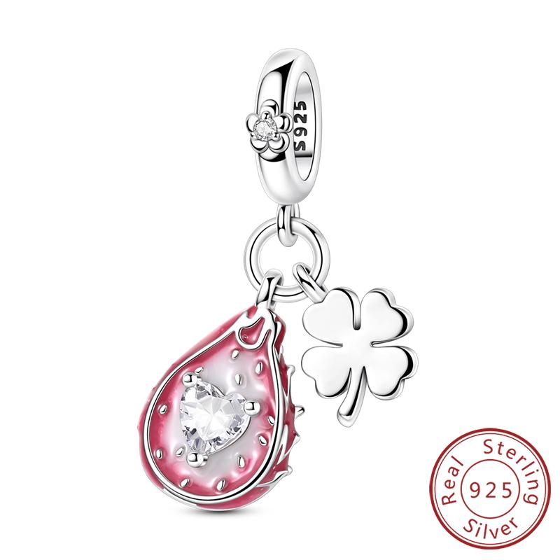 New Copper Charms Beads Pendant Cherry Lemon Heart Tower Charm For Original Bracelet Pendant Woman Girl Jewelry