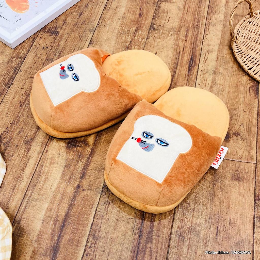 MORIPiLO Bread Thief Indoor Room Shoes Size Plush Cute Bread Thief Makura No Morishita Slippers, (Fluffy Knyac) 22.0-25.0cm, Unisex, Toy, Gift, Beige,