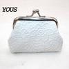 Palm-sized Wallet Embossed Lace Coin Purse, Kiss Lock Closure Pouch, Lightweight Holder Women Small Change Purse for Cash Coins Cards