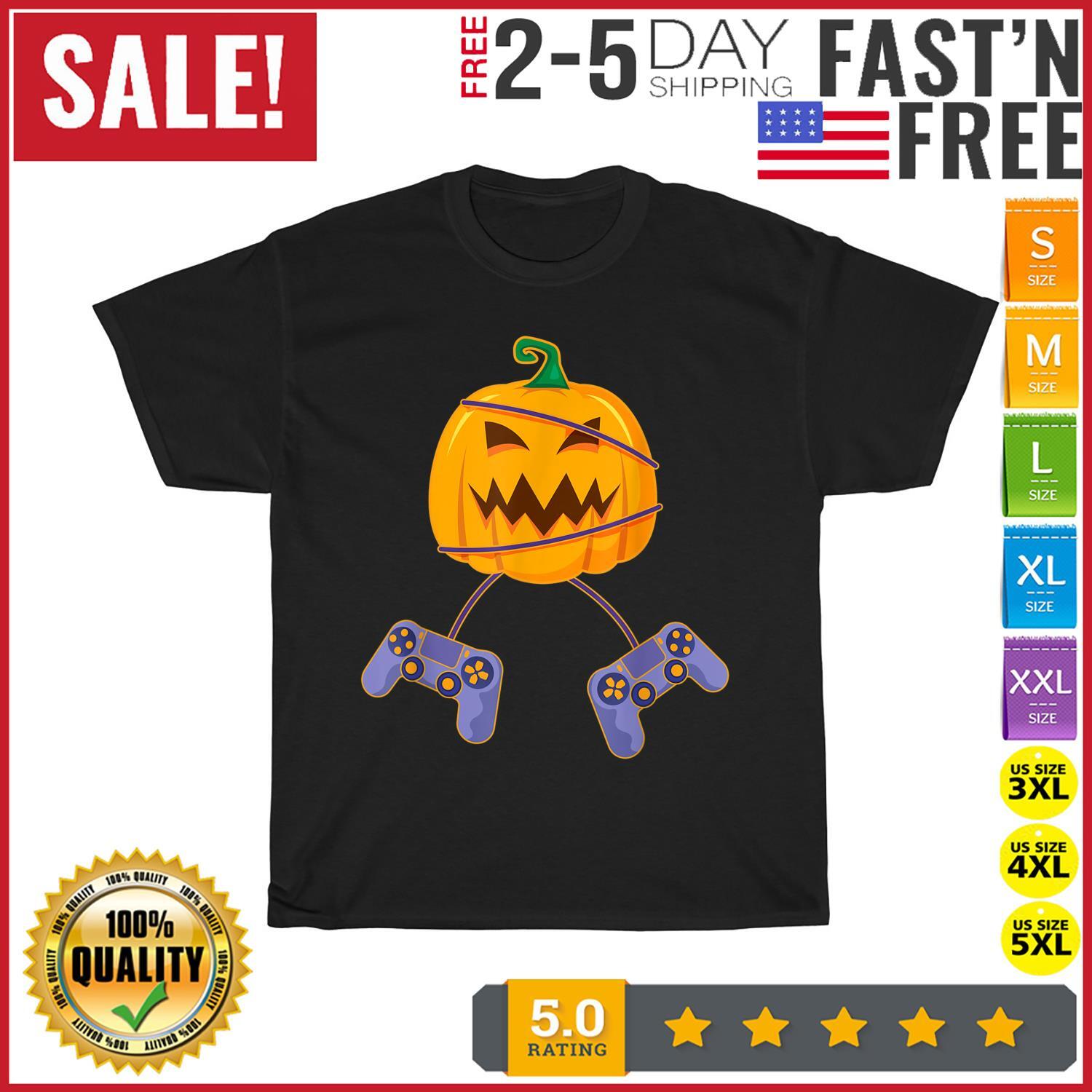 Halloween Gamer Funny Jack O Lantern Pumpkin Video Games T Shirt Mens Womens Tees Top Men Women NEW XL