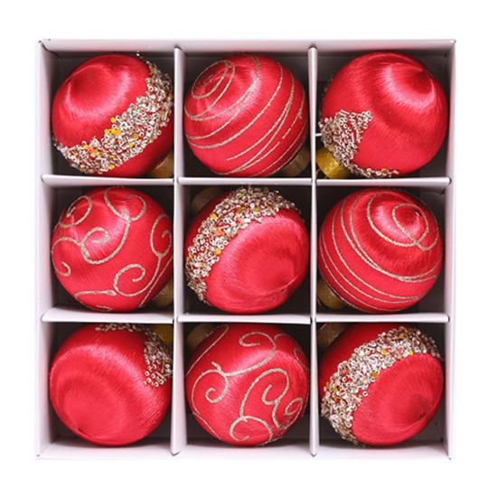 9 Pcs 3.15 Inch Christmas Ball Ornaments Glitter Sequin Xmas Hanging Foam Ball Decorations for Wedding Party Holiday Home Office Decor