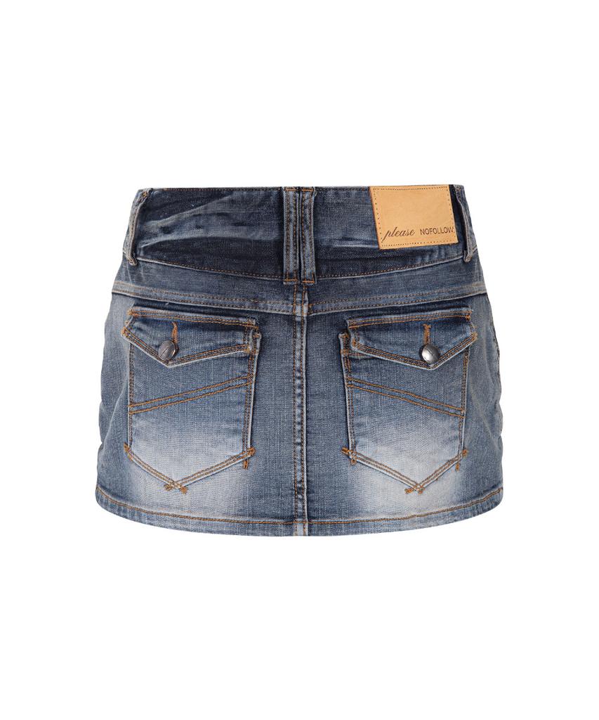 Peullijeunopallou Tommie Button Jeansrock (Schmutziges Blau)