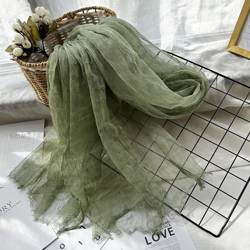 Women Light And Breathable Scarf Pure Linen Solid Scarf Neckwear Unisex Children Spring Autumn Winter Female Foulard Wrap