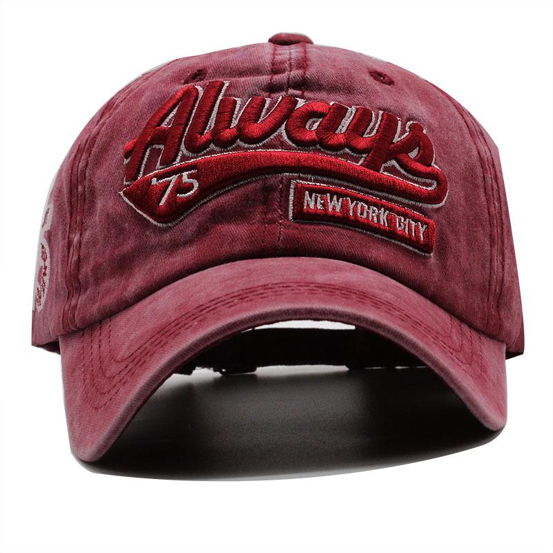 75 Number Embroidery Curved Brim Breathable UV Protection Sun Protection Cotton Baseball Cap for Couples Hip Hop