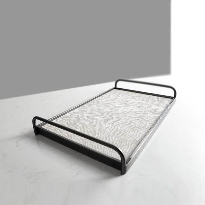 Metal Decorative Tray Leather Storage Tray Modern Minimalist Living Room Coffee Table Desk Organizer Home Decoration Storage