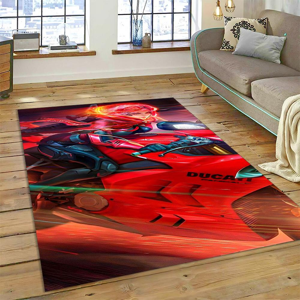 3D Rennmotorrad Schild Teppich für Wohnzimmer Schlafzimmer Zuhause Sofa Dekoration, Kinder Spiel Rutschfeste Bodenmatte Weihnachtsgeschenk