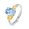 Natural peridot s925 sterling silver ring adjustable crystal stone topaz gold leaf ring light luxury fashion gift