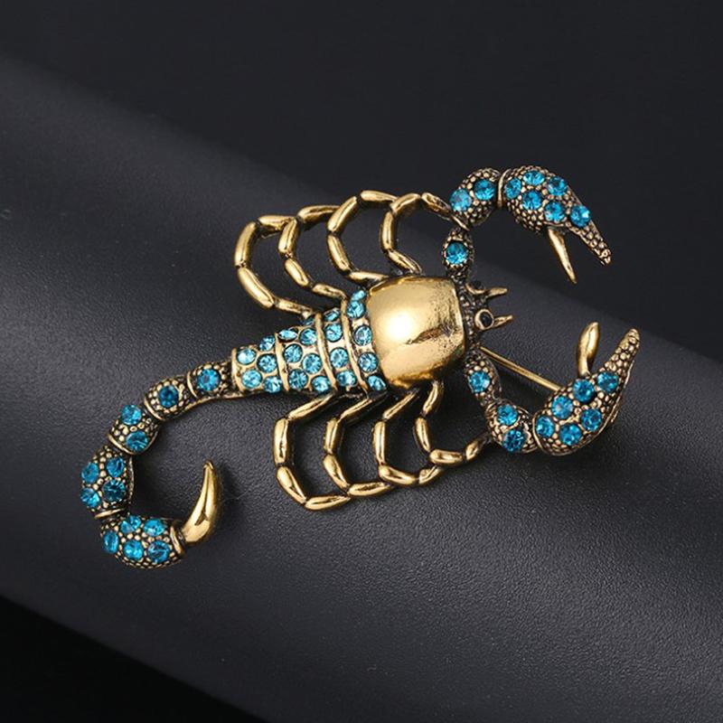 1ks Scorpion brože s drahokamu zlatá slitina brož Pin Vintage Crystal