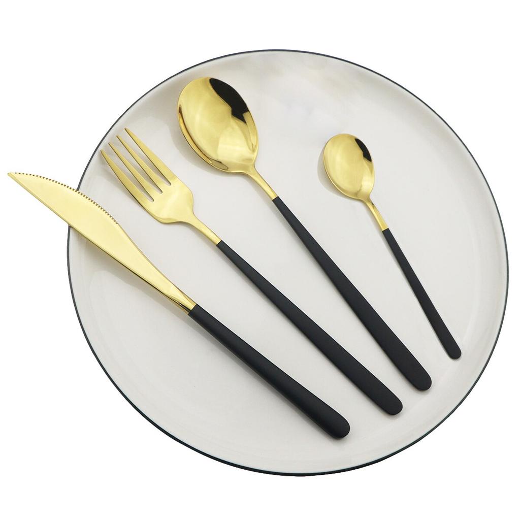 Pink Gold Cutlery Set 18/10 Stainless Steel Dinnerware Set 24Pcs/Set Knives Fork Spoon Dinner Flatware Set Kitchen Tableware Set