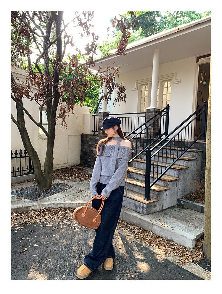 Chic One-Shoulder Long-Sleeve Knit Top for Women - 2025 Early Autumn