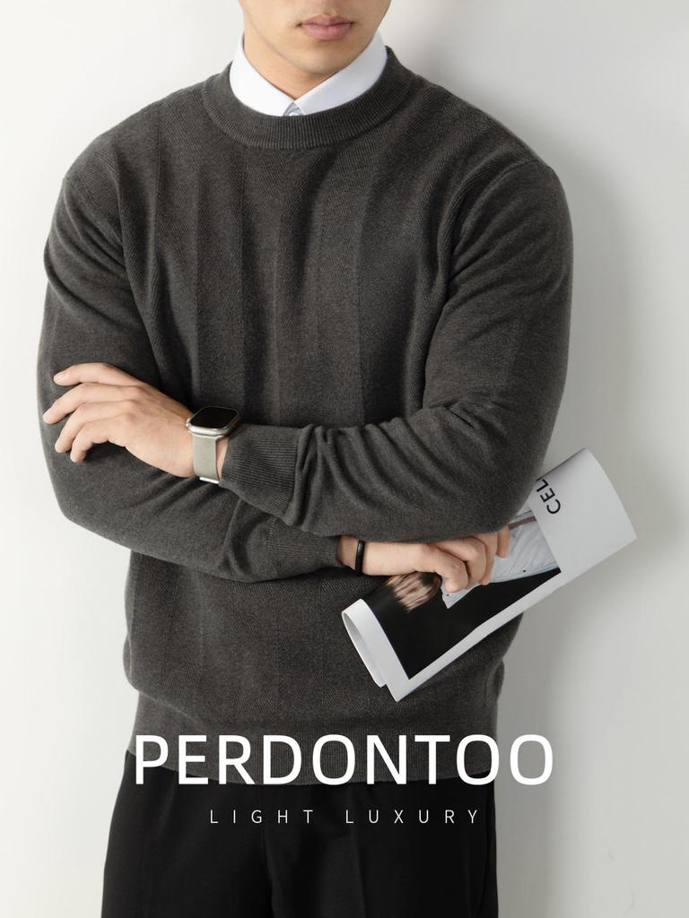 Elegant Lyocell Men's Sweater: Skin-Friendly, Twill Jacquard, Long-Sleeved Base Layer for Autumn/Winter