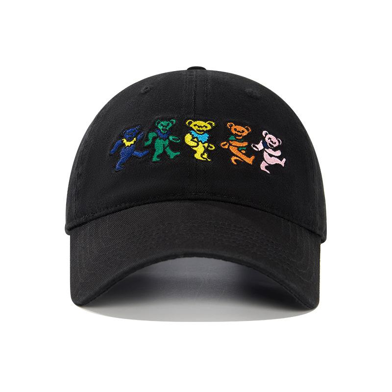 Dancing Bear Embroidered Baseball Cap Women's Spring and Summer New Soft Top Deep Top Big Head Circumference Showing Face Small Cap Tide