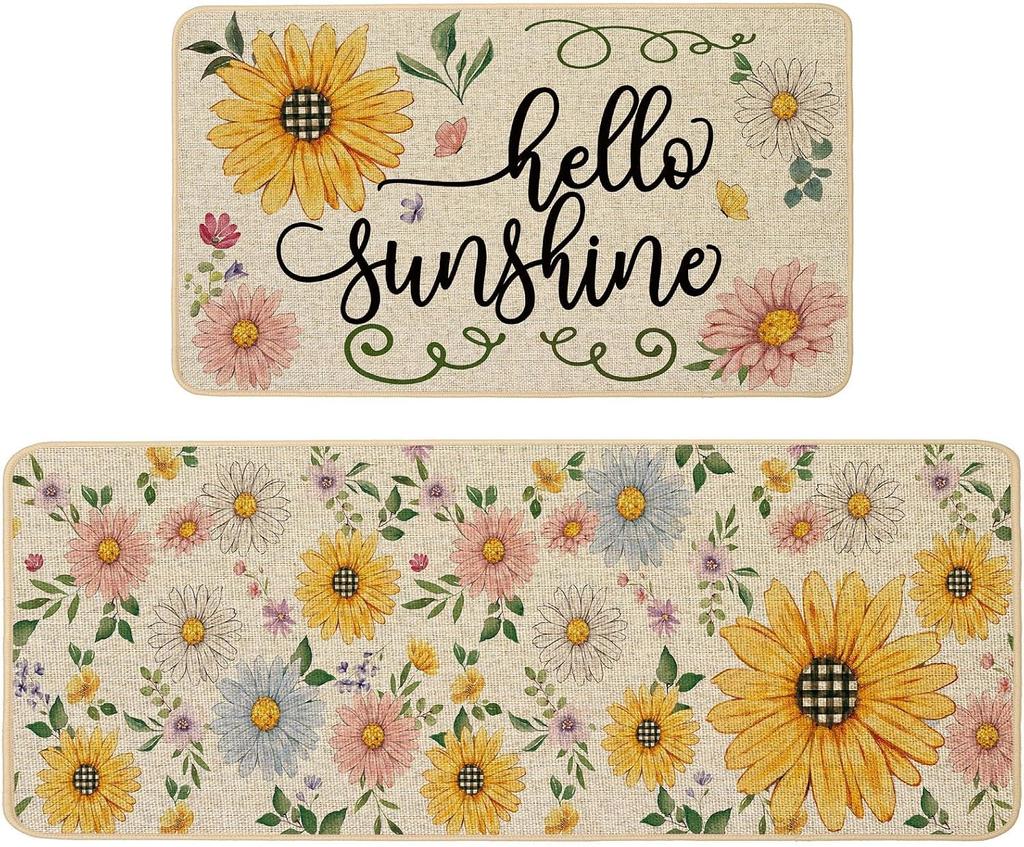 1/2pcs Spring Style Kitchen Non-Slip Carpet Bedroom Floor Mat Indoor Outdoor Entrance Door Mat Spring Summer Home Decorat