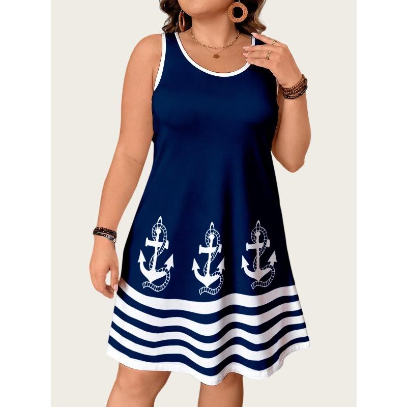 Women Abstract Geometric 3D Print Dress O Neck Sleeveless Loose Casual Mini Dress Summer Daily Outfit Dresses