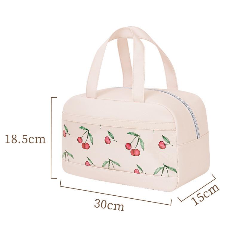 Strawberry Avocado Blueberry Cherry Print Lunch Tote Bag Portable Picnic School