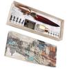 Feather Pen Set Vintage Creativity Ink Carving Writing Suit for Lover Teacher Classmate GiftBurgundy