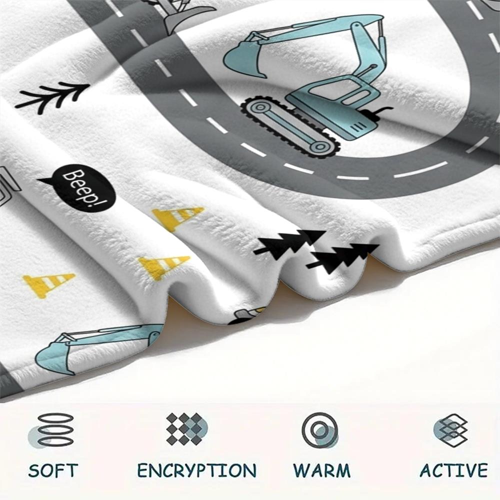 1Pc Cute Vehicle Print Flannel Blanket, High Quality Comfortable for All Seasons, Home Decor, Warmth and Comfort, Perfect for Christmas Gifts W45