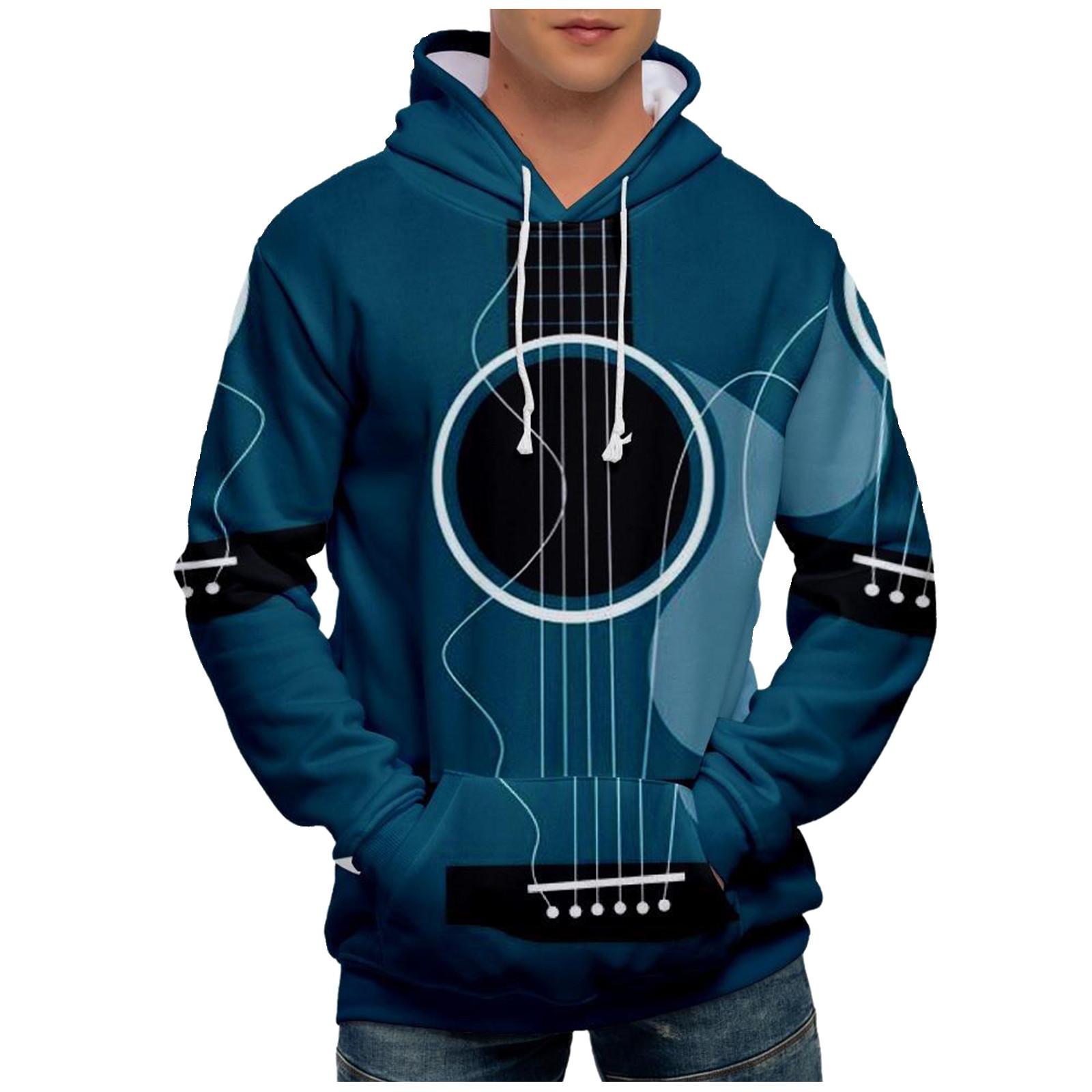 

Модный свободный мужской и женский свитер с капюшоном с длинным рукавом и принтом L