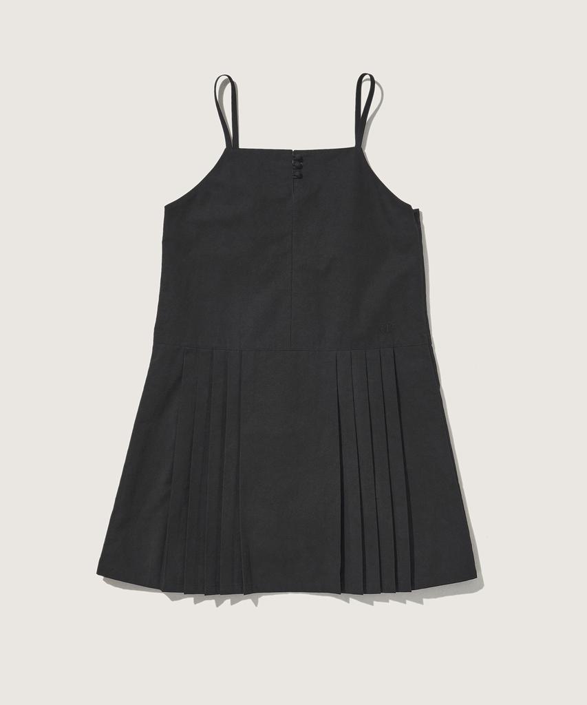 Plack Woman Pleated Bustier Dress Black