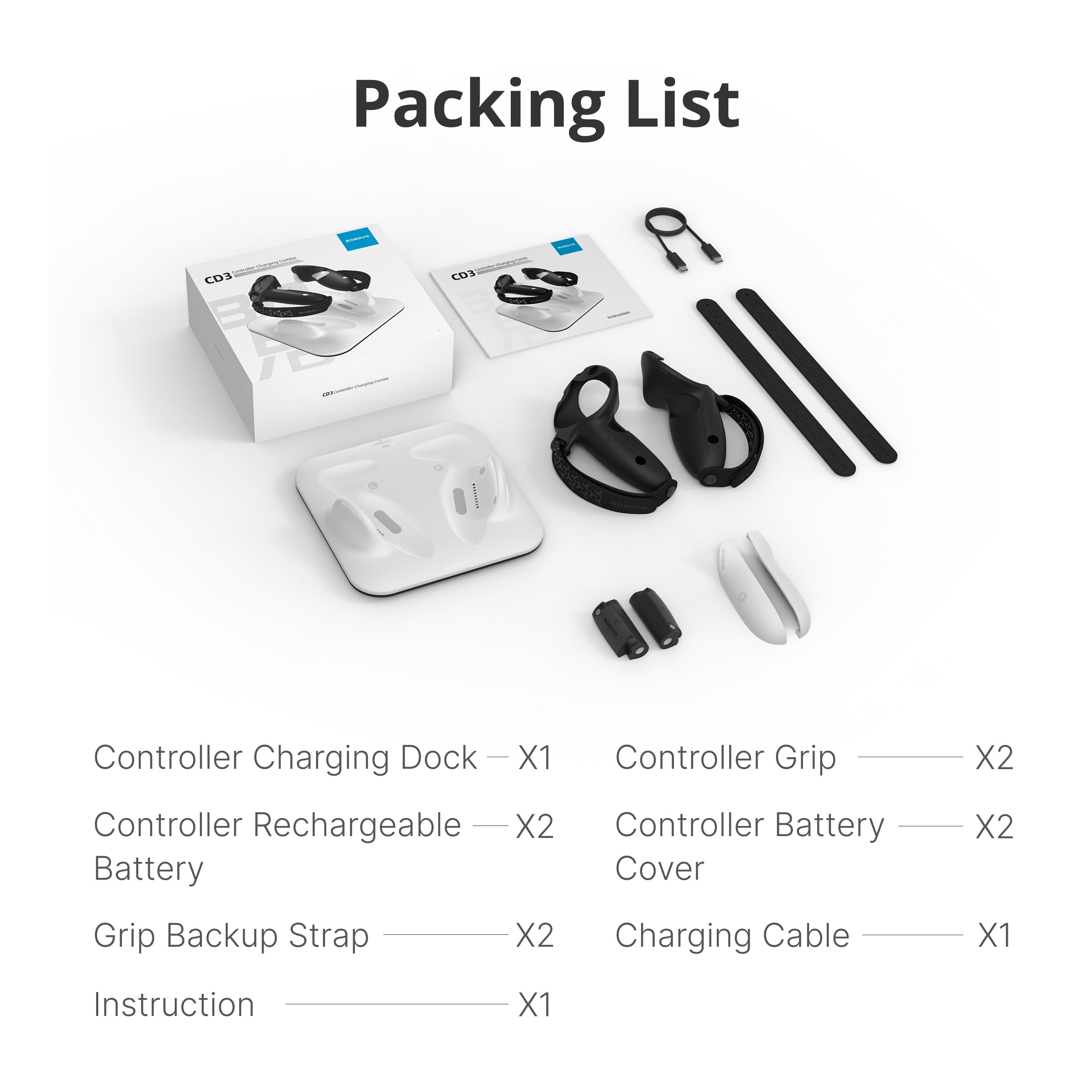 

BOBOVR CD3 Контроллер Беспроводная Зарядная Станция и Рукоятки для Контроллера G3 Комбо Совместимо с Контроллерами Meta Quest 3/3S