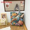 Peacock Canvas Tote Bag With Embroidery And Large Capacity For Daily Use