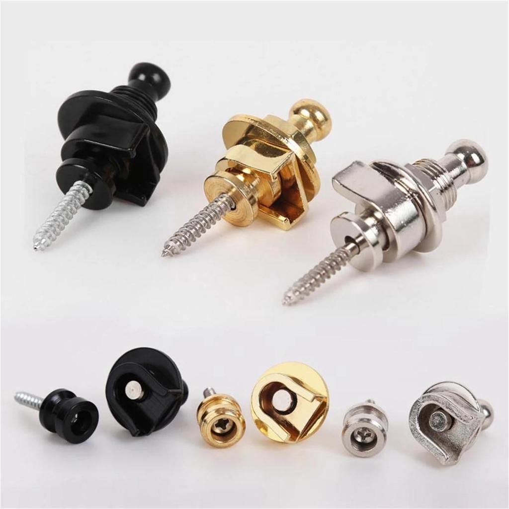 Guitar Bass Strap Lock Security Straplocks Metal Buttons Strap Retainer 2PCS
