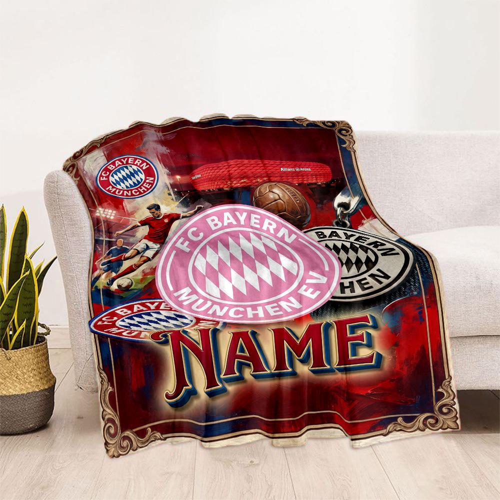 Bayern Munich Fan Gear Customize Your Name Blanket Throw Customizable Blanket Durable Comfort Perfect for Bedding Bed Picnics Livingroom