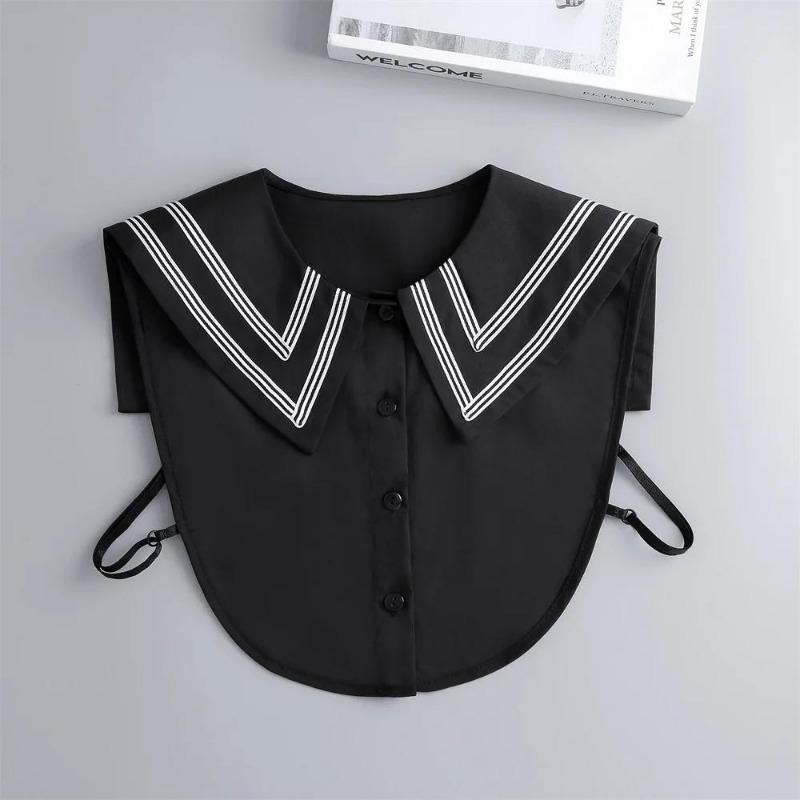 New Women White Lace Fake Collar Vintage Shirt Detachable Collar Front Tie Men Lapel Blouse Top Sweater Cotton False Collars