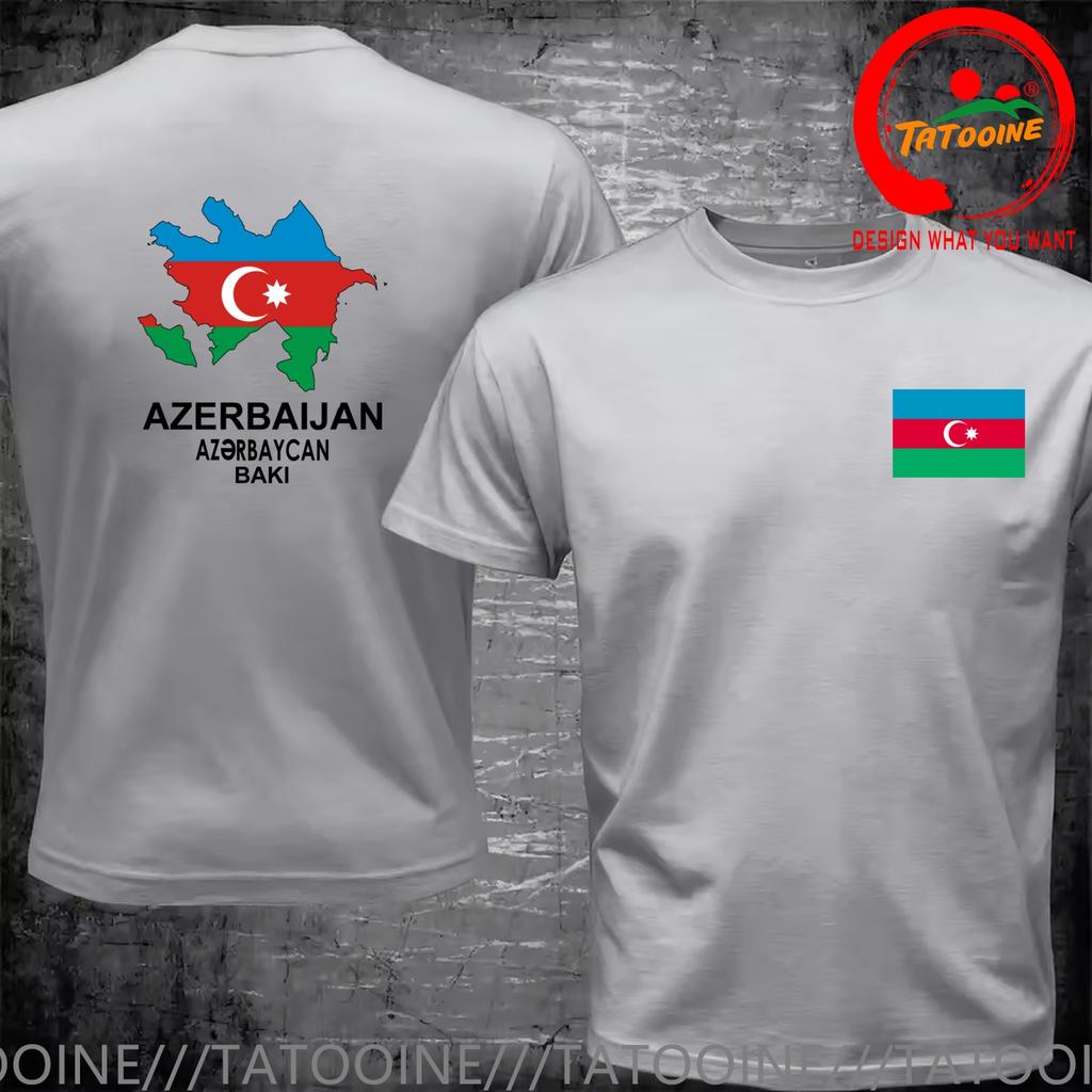 Lustiges Design Aserbaidschan Flagge Karte Shirt Unisex Mode Trendig Freizeitkleidung Stilvolle Oberteile T-Shirt Freizeit-T-Shirt Unisexs T-Shirt