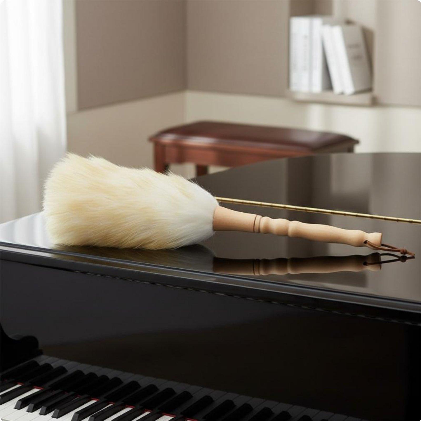Wool Dusting Tool Easy Storage Lambswool Dusting Tool Instrument Cleaning Brush Handmade Soft Dusting Brush for Music Room