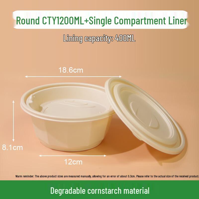 COFLYEE Biodegradable Corn Starch Takeaway Food Containers