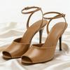 Elegant Peep Toe Women's Sandals Summer Retro Party Dress Shoes Ankle-Strap Shoes Pumps Brand Sexy Woman Heels
